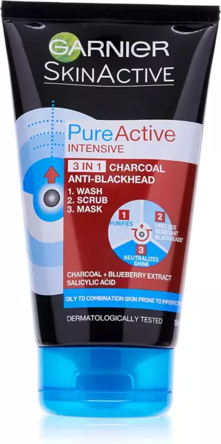 Garnier Pure Active Intensive Charcoal 3-In-1 Wash 150Ml