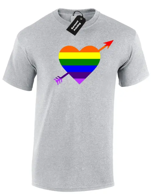 Amore Cuore Orgoglio Uomo T Shirt Tee Arcobaleno Bandiera Lgbt Gay Lesbica Amore Uomini Donne
