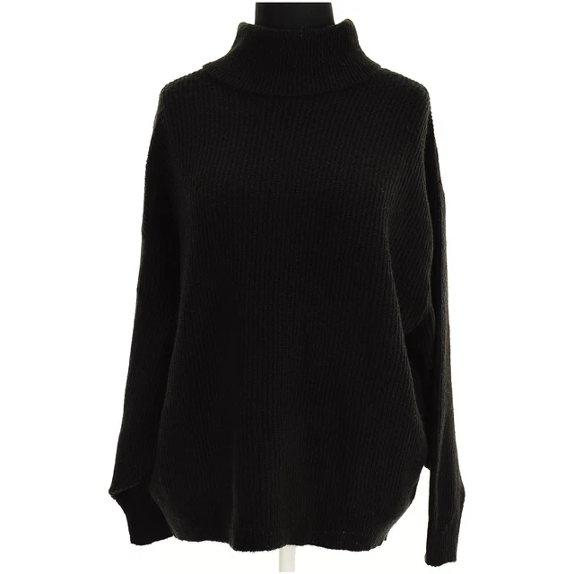 DIVIDED by H&M L Nero Poliestere Donna Maglione Alto Scollatura Eu 42, UK 14, 10