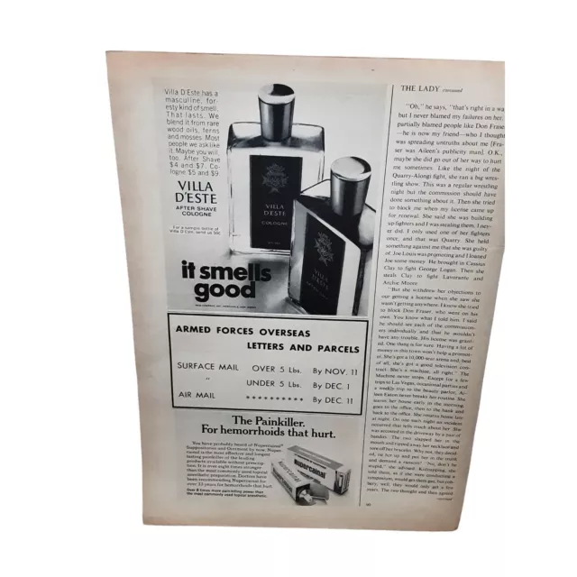 1967 Villa DeSte Cologne and Nupercainal vintage Original ad