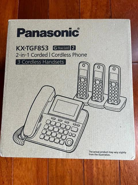 NEW Panasonic 6.0 KX-TGF853G2 Corded Phone with 3 Cordless Handsets Rose Gold