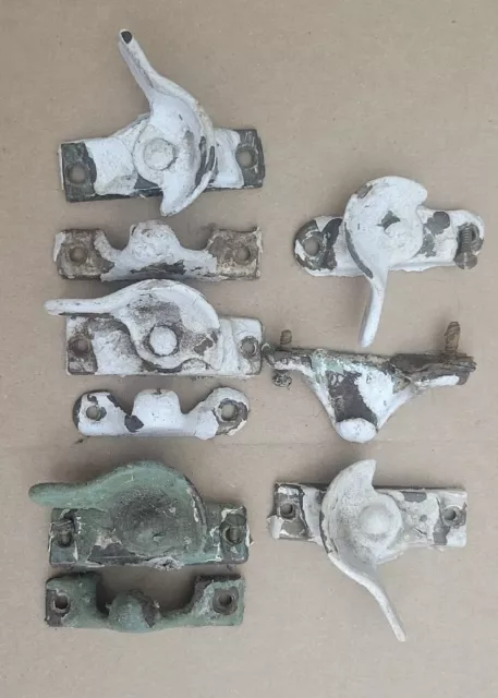 Antique Salvage Cast Iron Window Latch X4 With 1 Extra Latch