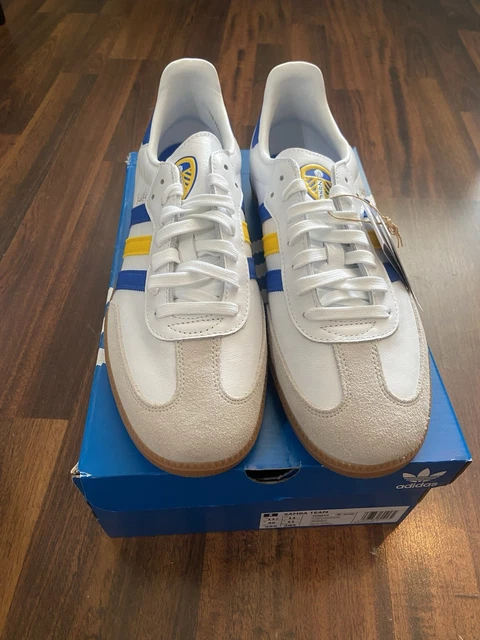 adidas gazelle silver green womens Limited edition Leeds Utd FC retro Gordon Strachan yellow / blue Adida   Sneakcustomtrainers.com