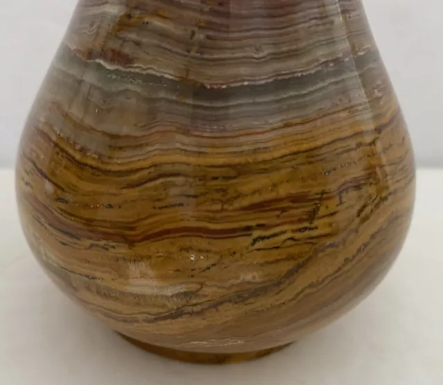 Mexican Banded Calcite Onyx Vase Cream Brown Lovely Lapidary Striped Vessel