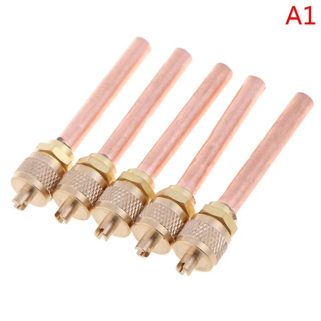 5 X Service/Access Valve 1/4" SAE * 1/4" OD * 4" Stem Core AC Air Refrigerati Wa