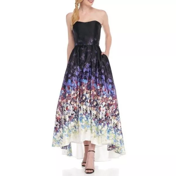 NEW $319 Betsy & Adam Floral Multicolor Formal D Ball Gown Prom Dress Gala