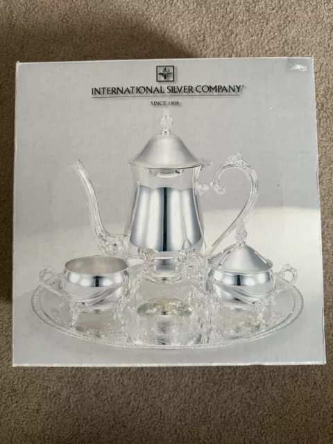 Vintage International Silver Company 4 PC Plated Coffee/Tea Set New In Box