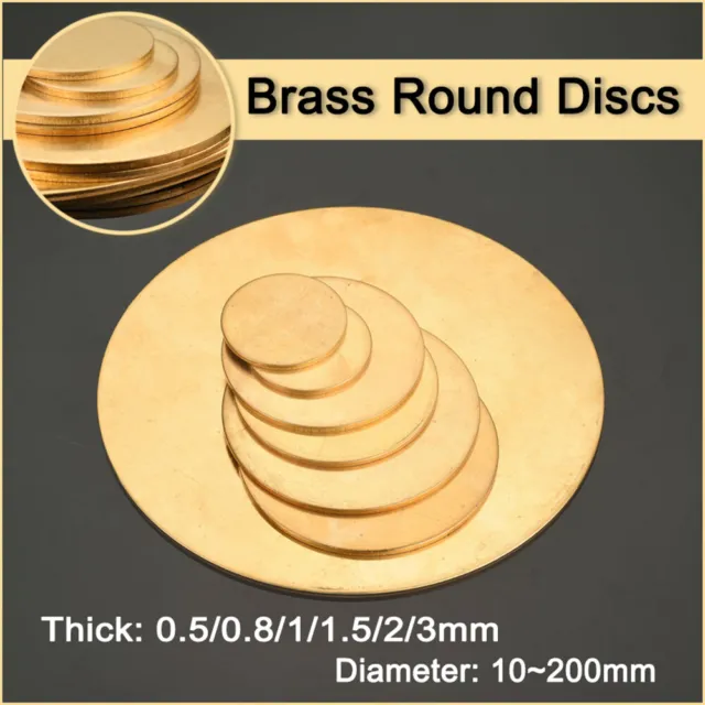 H62 Solid Brass Discs Plate Round Sheets Thick 0.5/0.8/1/1.5/2/3mm Dia 10~200mm