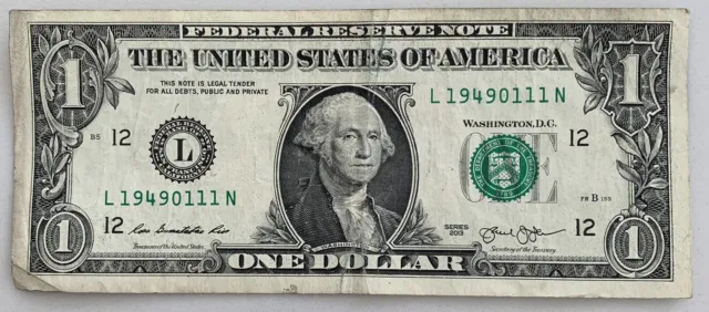 $1 ONE DOLLAR BILL Birthday Anniversary Note 01-11-1949 January 11 or November 1