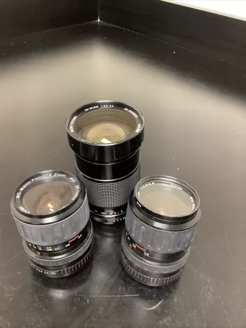 Lot Of 3 Vivitar Camera Lenses Various Models