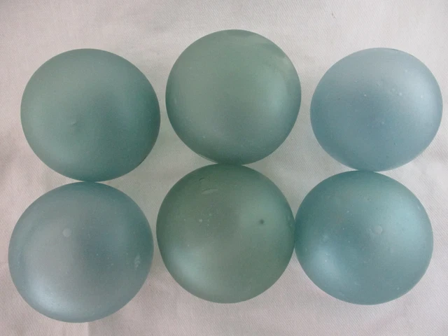 Six Storm Tossed Frosted Japanese Glass Floats Alaska BeachCombed