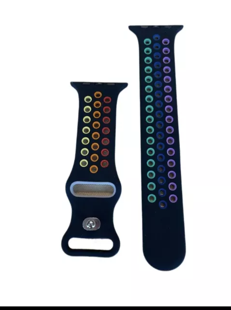 Fashion Sports Silicone Rainbow Holes Compatible Apple Watch Band 42/44 mm