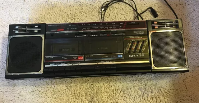 SHARP Model WF-342  Boom Box Portable Stereo AM/FM Dual Cassette