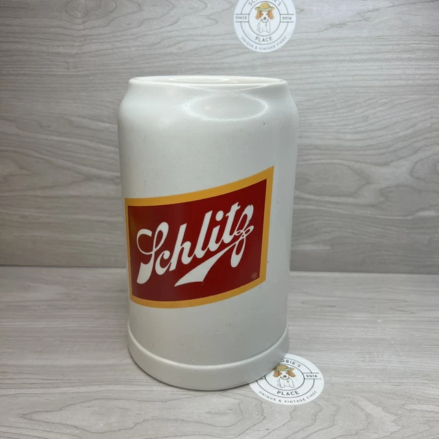 SCHLITZ Large Ceramic Beer Mug Stein Cup By Ceramarte Vintage Drinkware Nice