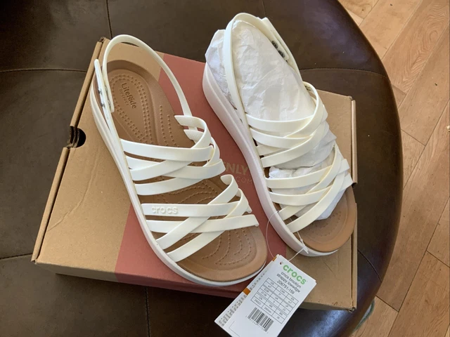 LADIES CROCS BROOKLYN Strappy Sandals Cream Low Wedge Size 5 Uk W7 Us Bnwt 45.00 PicClick UK