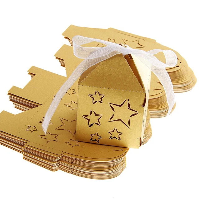 50pcs Cut Star Pattern Carta Candy Dolci Scatole regalo Baby Shower favori