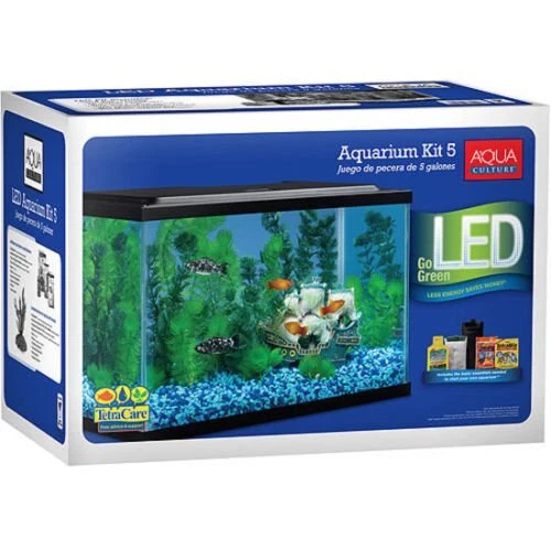 5-Gallon Glass Fish Tank LED Aquarium Starter Kit