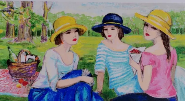 Anna Novak Serigrafia Firmata PIC NIC arte figurativa ragazze quadro paesaggio