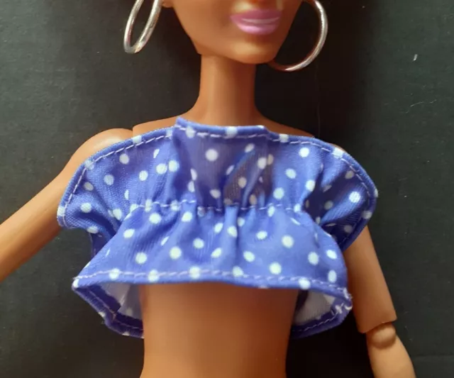 Barbie Dolls Clothes Extra Fashionista Accessory Blue Fab Polka Dot Top. NEW!!