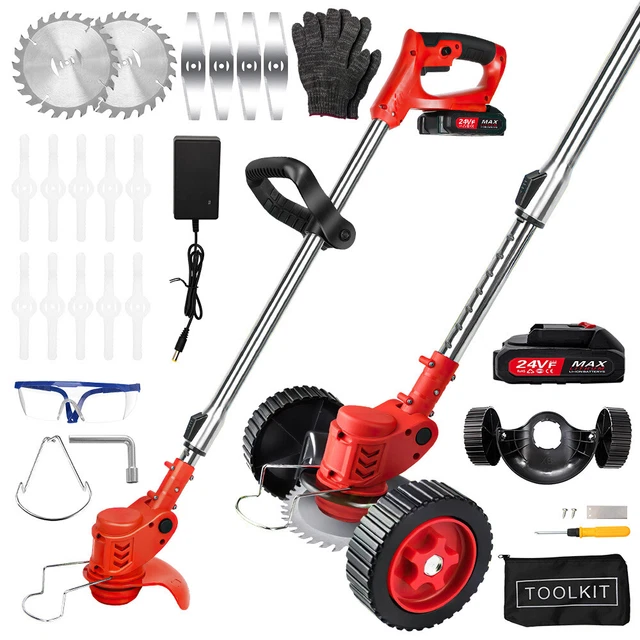 UK 24V CORDLESS Electric Strimmer Grass Trimmer Weed Cutter Garden ...