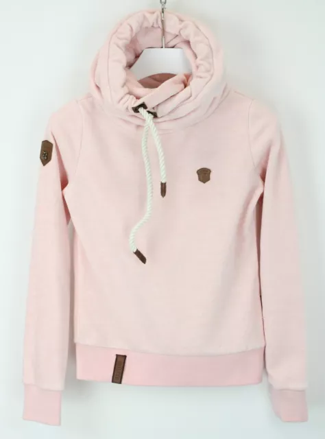 Naketano Capuche Femmes XS Polaire Pull Rose Mélange Manches Longues Logo