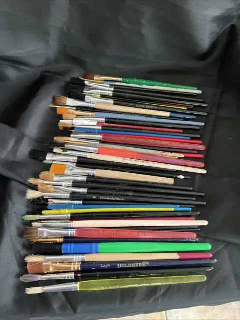 Job Lot  53 ARTIST DIFFERENT PAINTBRUSHES , Pre Owned
