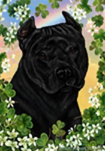 Clover Garden Flag - Black American Pit Bull Terrier 314071