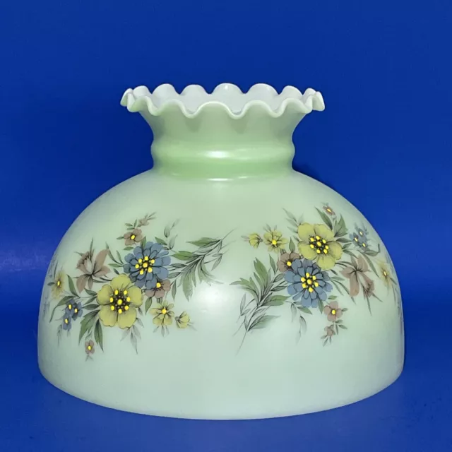 Vintage GWTW 10" Fitter Empire Green Oil Or Electric Glass Dome Lamp Shade