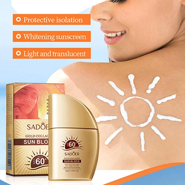 Protector de colágeno óseo dorado SPF60+ 30 g impermeable:
