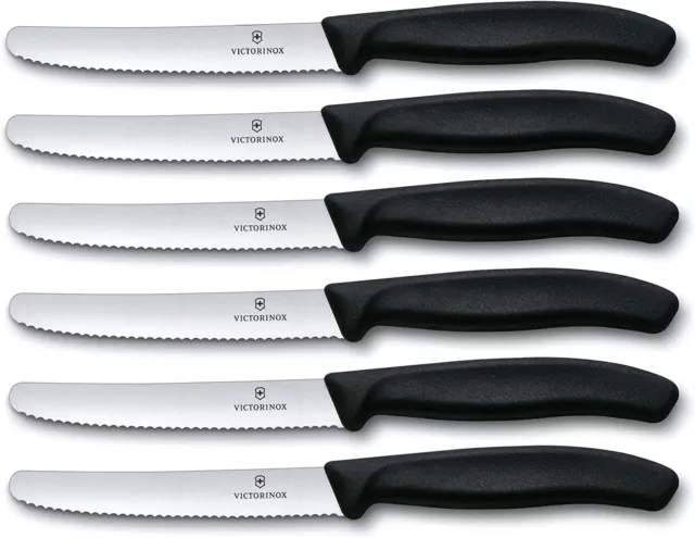 Victorinox Messer Tafelmesser Obst Küchenmesser Swiss Classic Schwarz 6 Stück