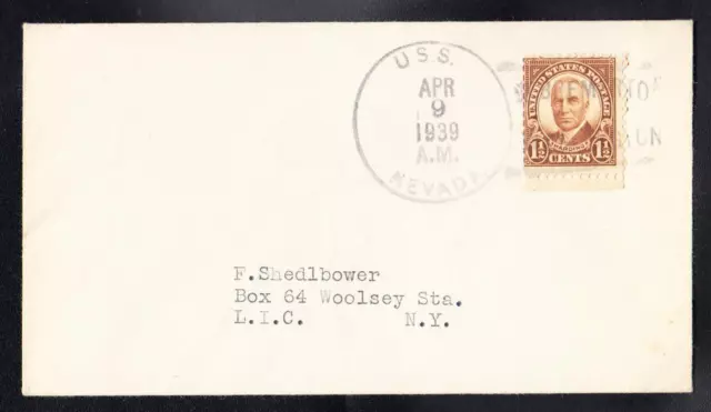 Battleship USS NEVADA BB-36 Bremerton WA 1939 Naval Cover B3322