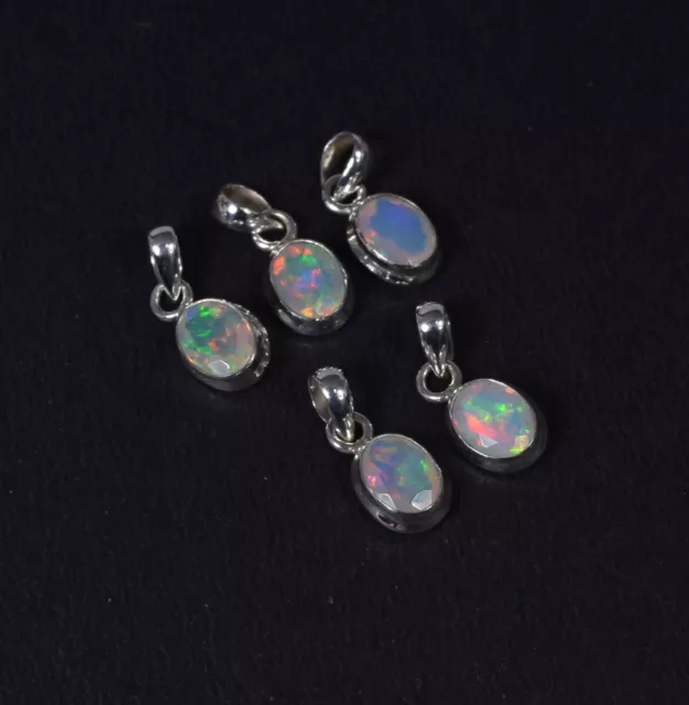 Wholesale 5pc 925 Solid Sterling Silver Cut Ethiopian Opal Pendant Lot B