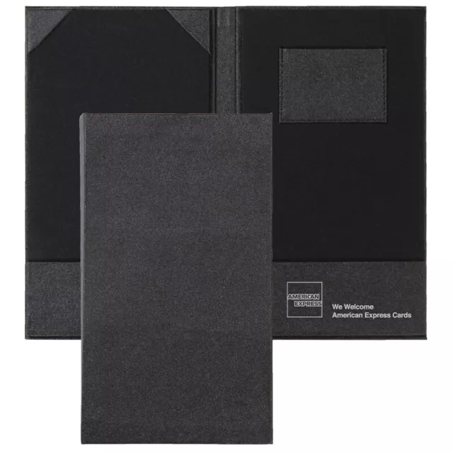 AMEX Premium Large Hard Cover-Black Silver-Double Panel Check Presenters