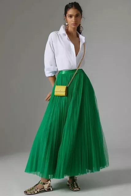 ANTHROPOLOGIE HUTCH KELLY Green Tulle Pleated Ballet Skirt XS NWT Sold ...