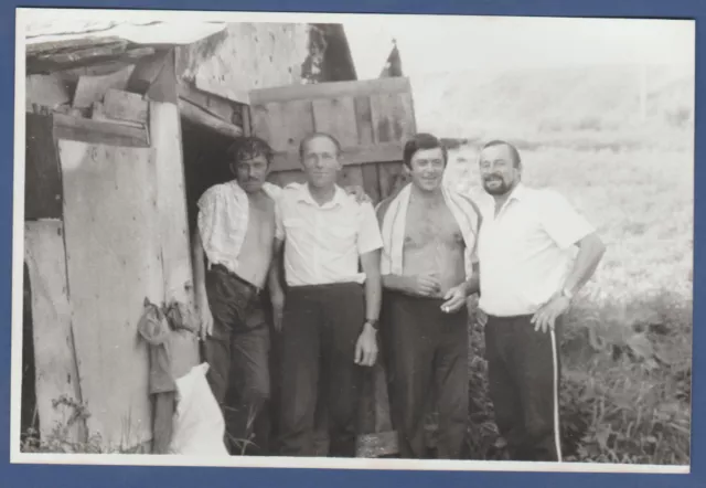 Handsome Guys with a cigarette, naked torso, bulge Soviet Vintage Photo USSR