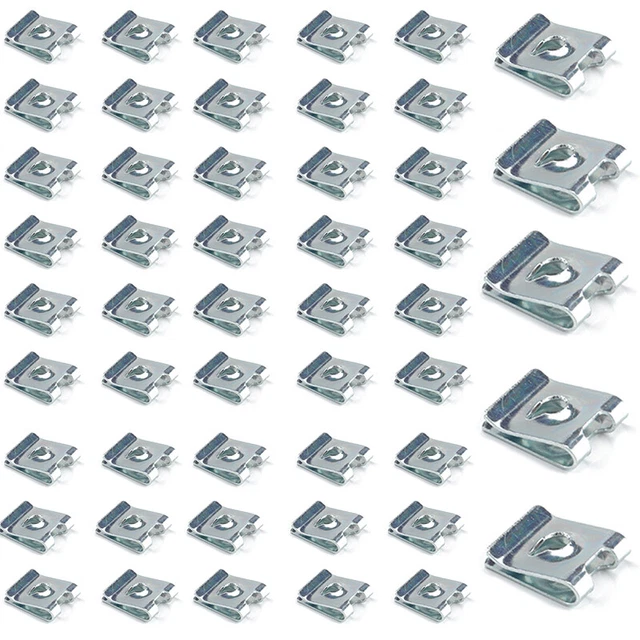 50PCS Steel Rustproof Speed Fasteners Screw U Clips Spire Auto Captive Nut Clip