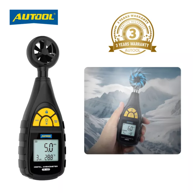 Digital Anemometer Wind Speed Meter Gauge Air Flow Meter Handheld Thermometer