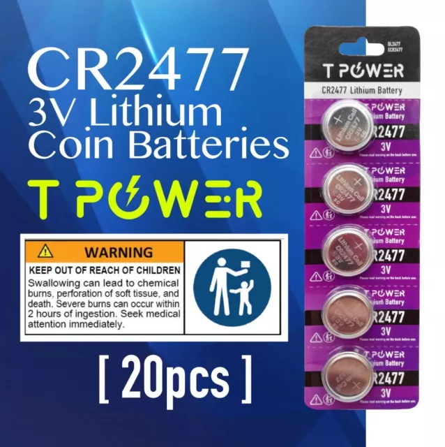 20x Tpower CR2477 3V Cell coin lithium button battery DL2477 ECR2477 wholesale