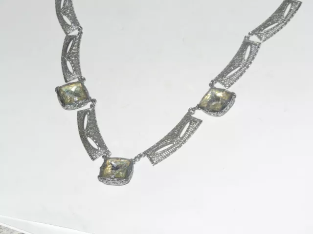 Art Deco Filigree Necklace Jewelry signed JHP Vintage (701M)