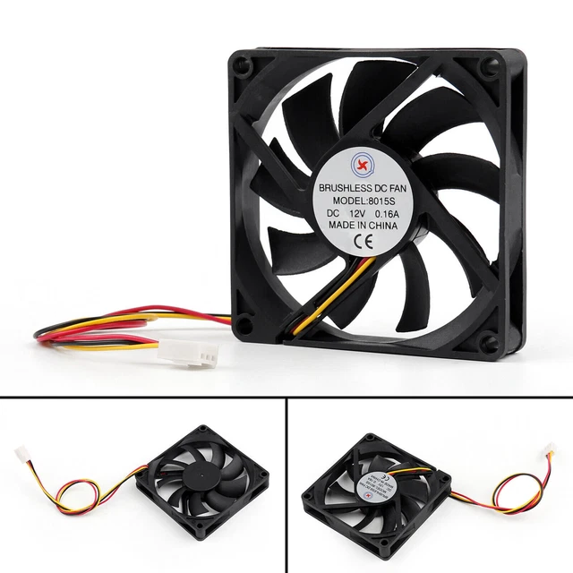 DC Brushless Cooling PC Computer Fan 12V 0.16A 8015s 80x80x15mm 3Pin Wire Fan