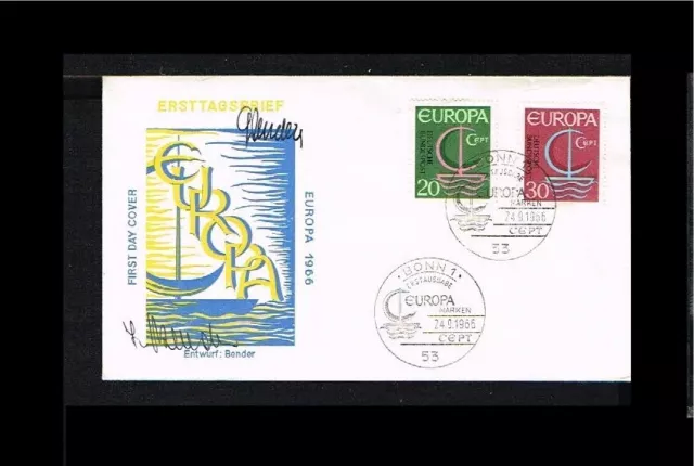 [YA038] - 1966 - Germany FDC - Europa CEPT - with signatures of J and G Bender