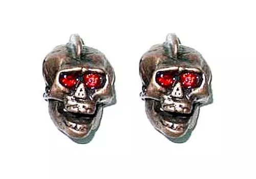 Guitar Parts SKULL KNOBS Set of 2 - BRONZE w/ RED Eye