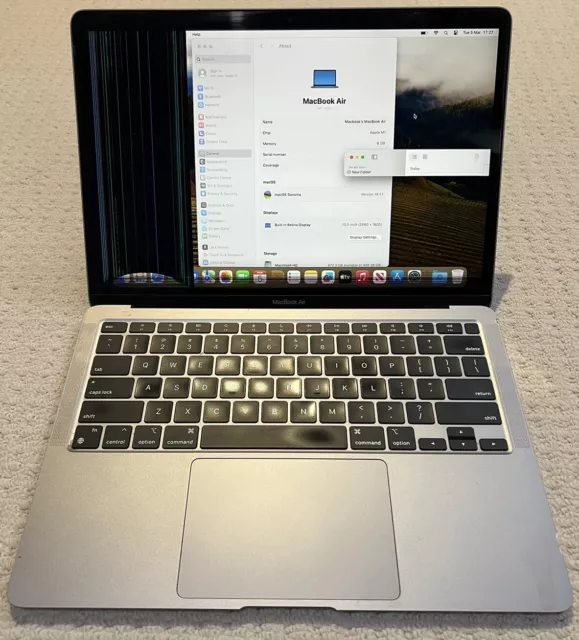 Apple MacBook Air M1 2020 13.3in 512GB SSD, 8GB Space Grey, Damaged Screen