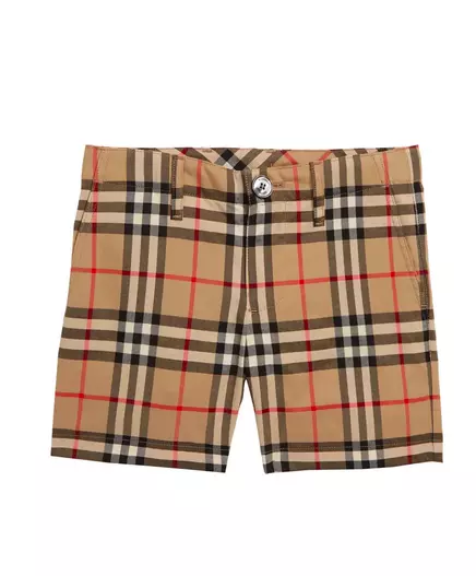 Burberry Boy Tristen Plaid Check Print Zip Fly Cotton Shorts Beige Size 3Y NWT!