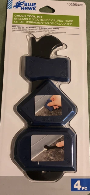 NEW Blue Hawk Caulk Tool Kit 4-piece #0395432 FOR PERFECT Corners & Joints NEW