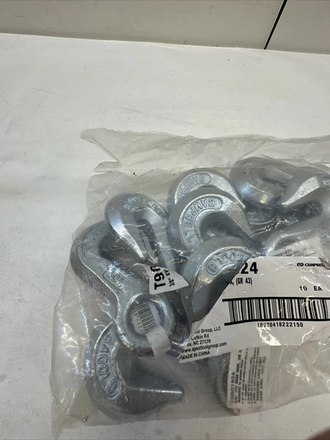 (10)-Forged Steel Zinc Plated 3/8" Grade 43 Eye Grab Hook T9001624 2