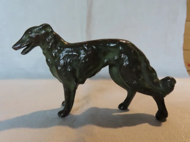 Antique vintage metal Borzoi Dog figurine with bronze wash finish