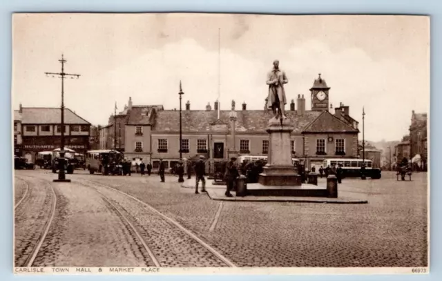 RPPC CARLISLE Town Hall & Market Place SCOTLAND UK Postcard