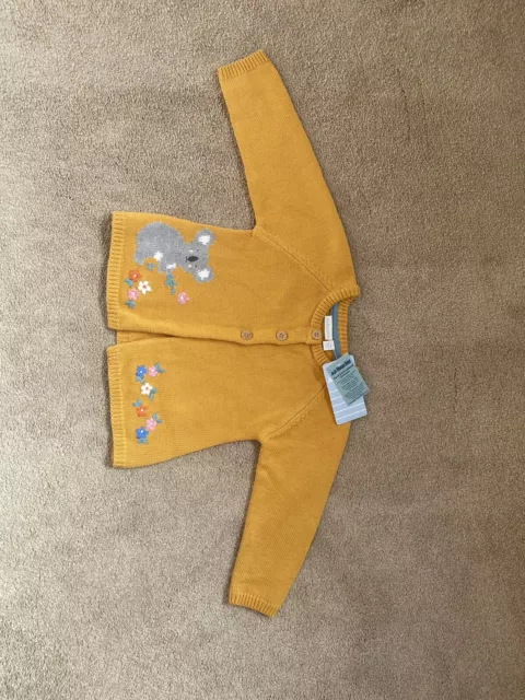 Brandneu mit Etikett Jojo Mama Baby Mädchen Koala & Blumen Senfgelb Strickjacke Alter 2-3 - NEU 2