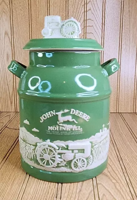 John Derre Moline Ill Cookie Jar Embossed Milk Can